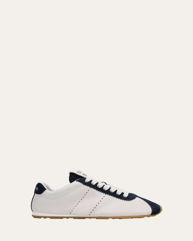 Bicolor Mixed Leather Low-Top Sneakers